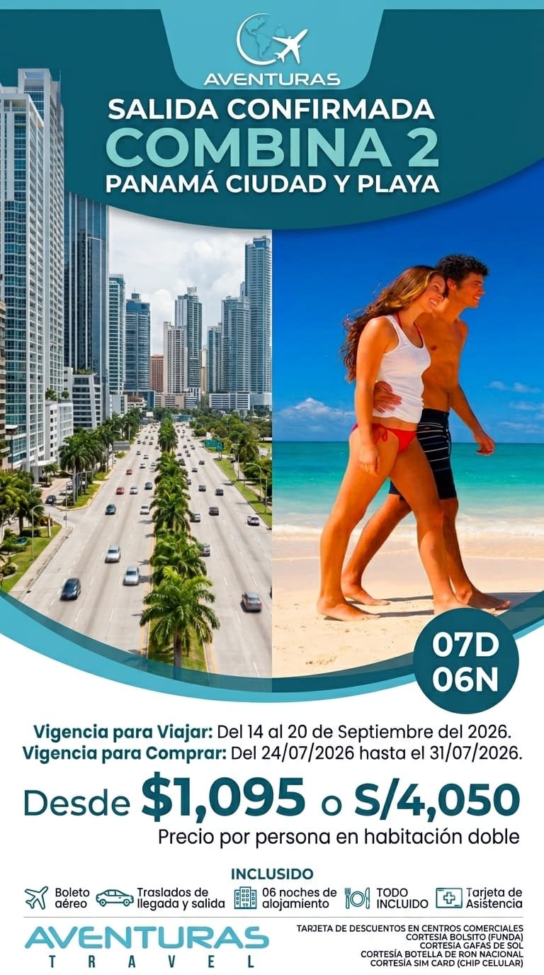 Combina 2: Panamá Ciudad y Playa | 07D 06N