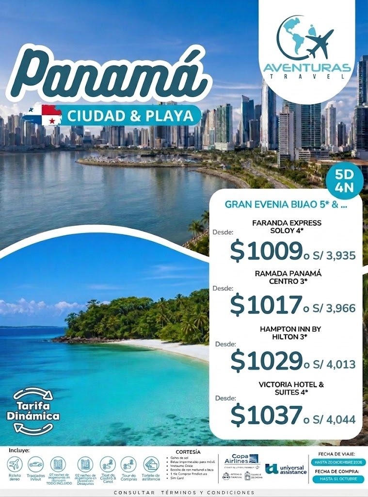 PANAMÁ CIUDAD &amp; PLAYA - GRAN EVENIA BIJAO